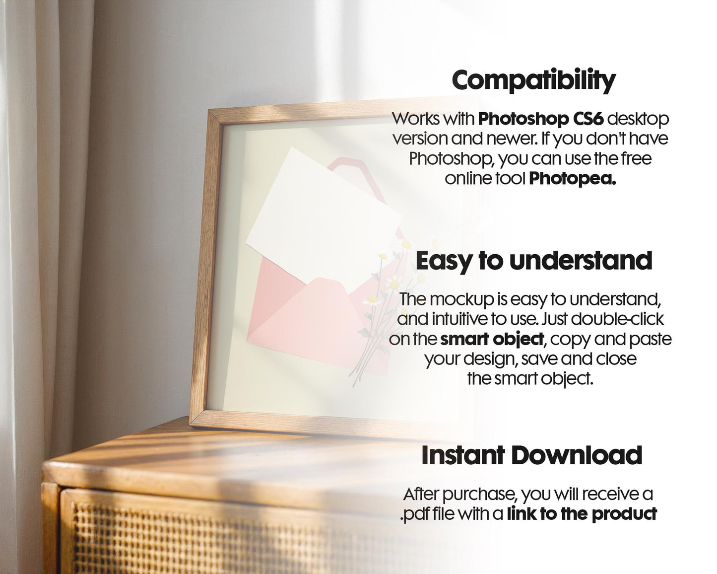 Square Frame Mockup PSD, Square Mockup Frame PSD, Interior Square Art Frame, Interior Poster Frame, Square Poster PSD Smart Object