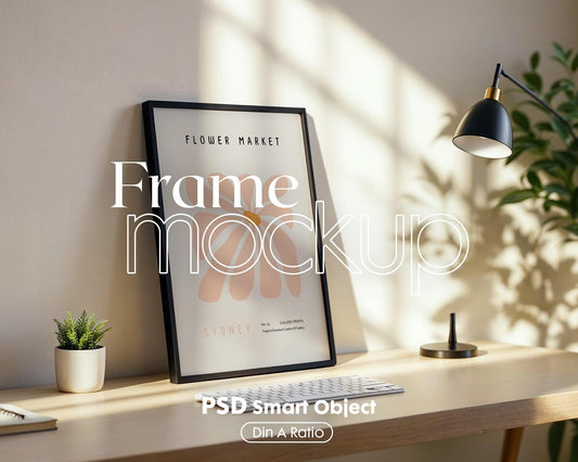 Blank Wooden Poster Frame Mockup, Minimalist Frame Mockup for Digital Download, Posters and Artwork Smart Object Instant Download