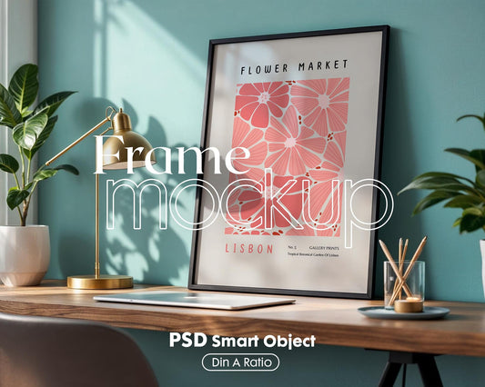 Blank Wooden Poster Frame Mockup, Minimalist Frame Mockup for Digital Download, Posters and Artwork Smart Object Instant Download