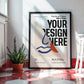 Kitchen Frame Mockup | DIN A Artwork Mockup Frames | Aesthetic Kitchen Vertical Wood Frame Mockup | Poster Mockup Templete PSD
