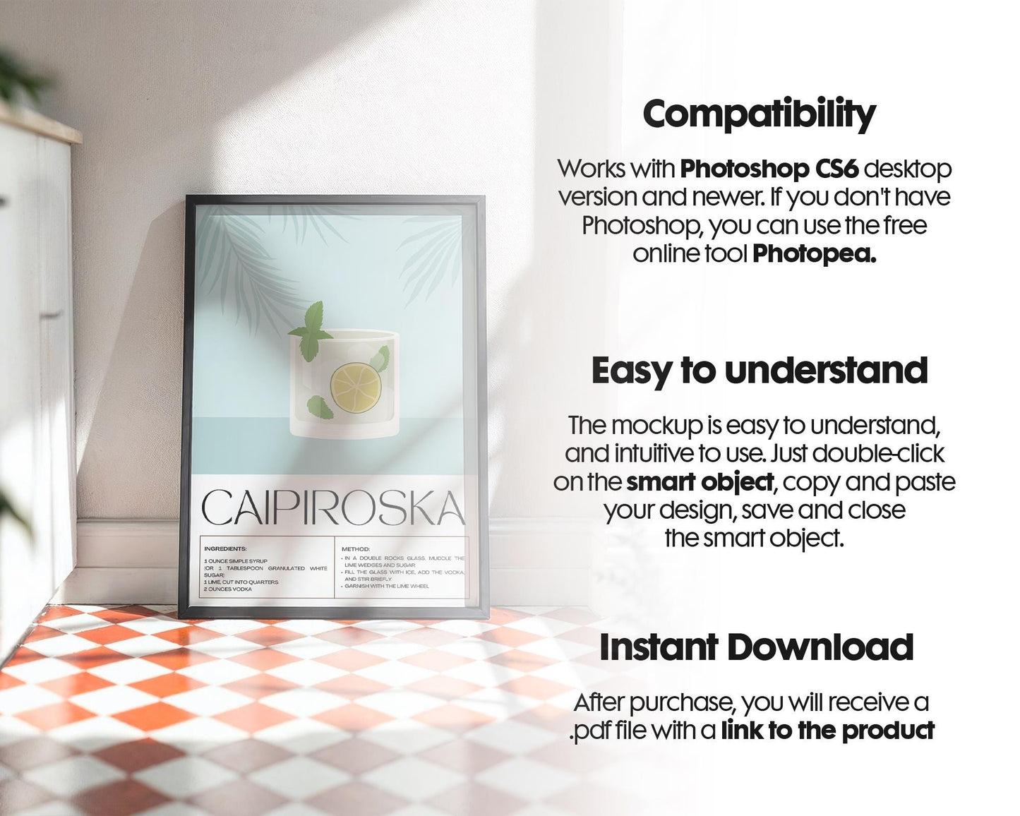 Kitchen Frame Mockup | DIN A Artwork Mockup Frames | Aesthetic Kitchen Vertical Wood Frame Mockup | Poster Mockup Templete PSD