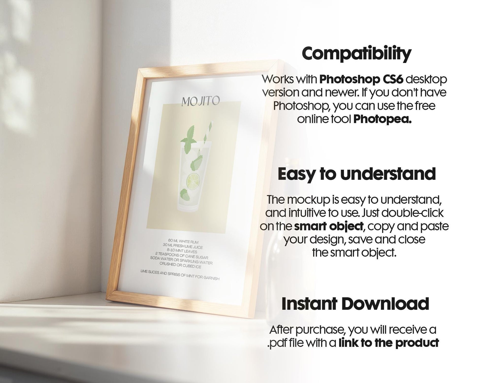 Kitchen Frame Mockup | DIN A Artwork Mockup Frames | Aesthetic Kitchen Vertical Wood Frame Mockup | Poster Mockup Templete PSD