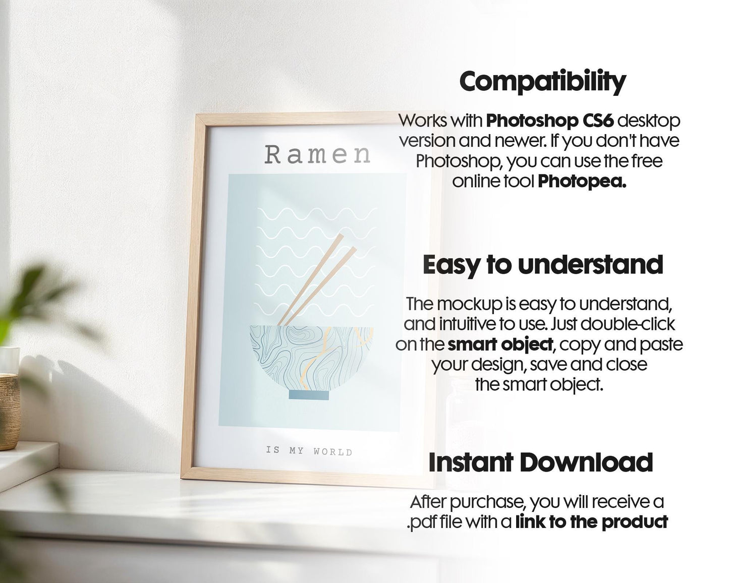 Kitchen Frame Mockup | DIN A Artwork Mockup Frames | Aesthetic Kitchen Vertical Wood Frame Mockup | Poster Mockup Templete PSD