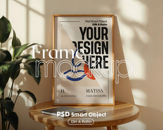Blank Wooden Poster Frame Mockup, Minimalist Frame Mockup for Digital Download, Posters and Artwork Smart Object Instant Download
