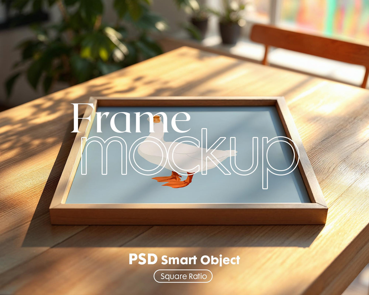 Square Frame Mockup PSD, Square Mockup Frame PSD, Interior Square Art Frame, Interior Poster Frame, Square Poster PSD Smart Object