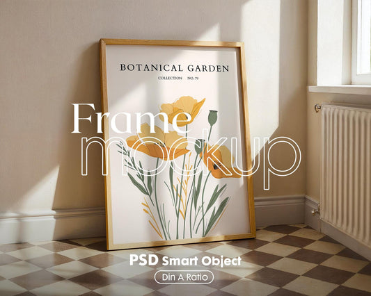 Blank Wooden Poster Frame Mockup, Minimalist Frame Mockup for Digital Download, Posters and Artwork Smart Object Instant Download