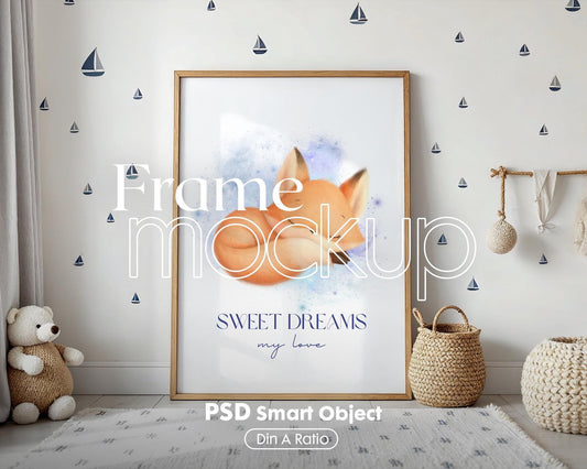 Frame Kids Room Mockup in Home Interior PSD | Nursery Frame Mockup Frames | Kids Wall Poster