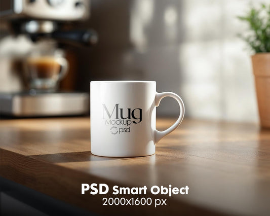 White 11oz Mug Mockup PSD, White Ceramic Cup Mockup, Coffee Mug Mockup, White Coffee Mug 11oz Mug Mockup, PSD Smart Layer Mockup