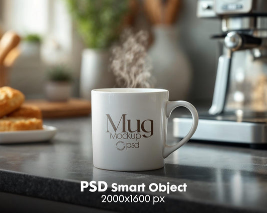 White 11oz Mug Mockup PSD, White Ceramic Cup Mockup, Coffee Mug Mockup, White Coffee Mug 11oz Mug Mockup, PSD Smart Layer Mockup