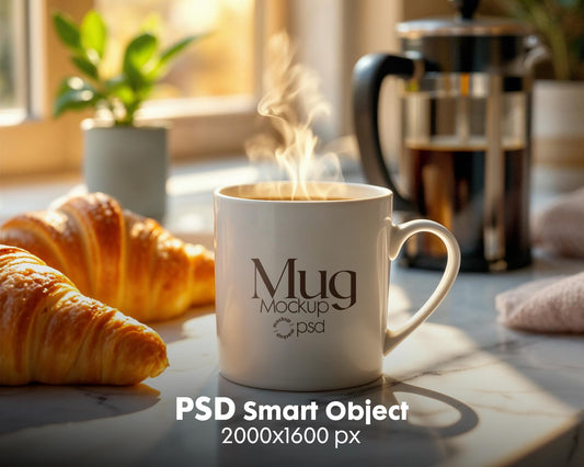 White 11oz Mug Mockup PSD, White Ceramic Cup Mockup, Coffee Mug Mockup, White Coffee Mug 11oz Mug Mockup, PSD Smart Layer Mockup