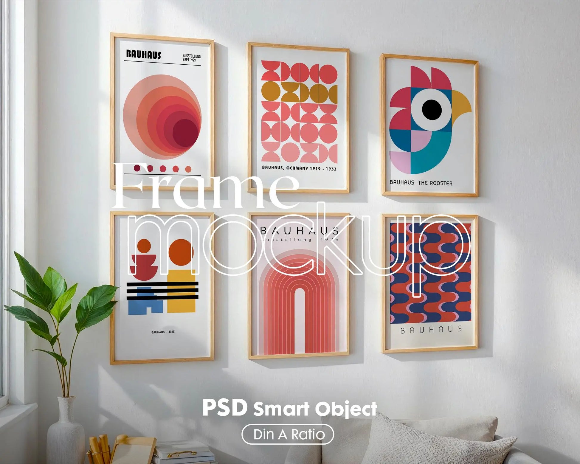 6 Frame Mockup in Home Interior | 6 Frame Mockup Din A Ratio | Interior Wall Poster | Interior Poster Shop Mockup