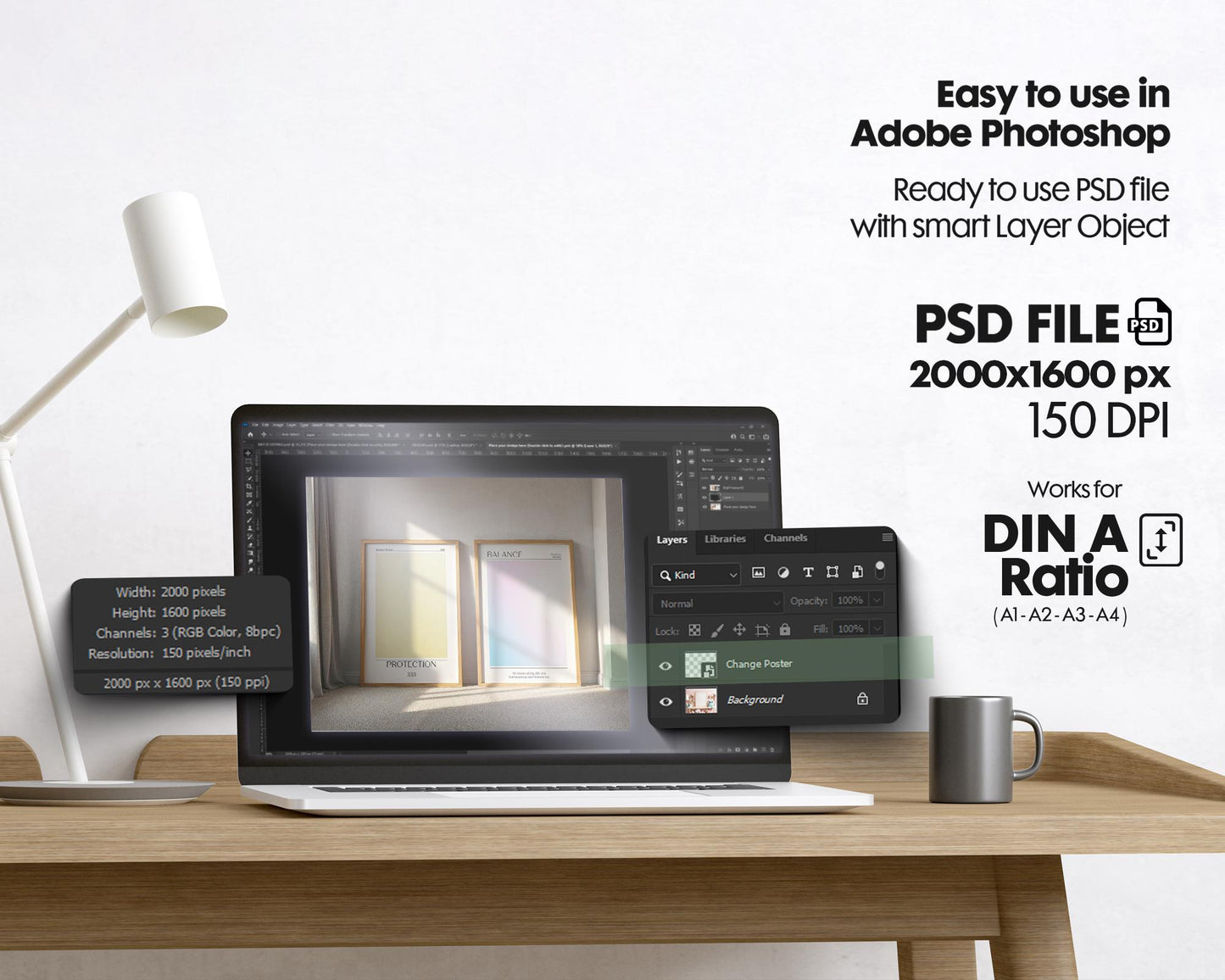 2 Frames Mockup PSD, Mockup Frames, Double Frames Mockup, Set of 2 Mock Up, Wall Art Display, Poster Mockup, Interior Wall Poster Mockup PSD