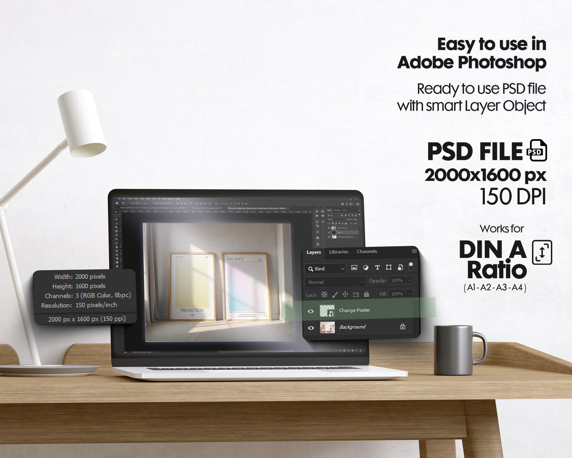 2 Frames Mockup PSD, Mockup Frames, Double Frames Mockup, Set of 2 Mock Up, Wall Art Display, Poster Mockup, Interior Wall Poster Mockup PSD