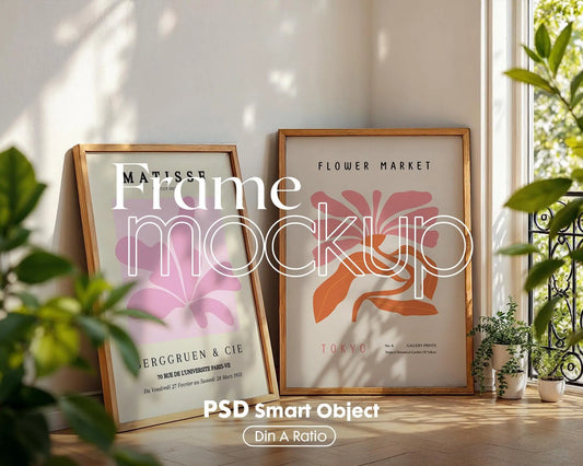 2 Frames Mockup PSD, Mockup Frames, Double Frames Mockup, Set of 2 Mock Up, Wall Art Display, Poster Mockup, Interior Wall Poster Mockup PSD