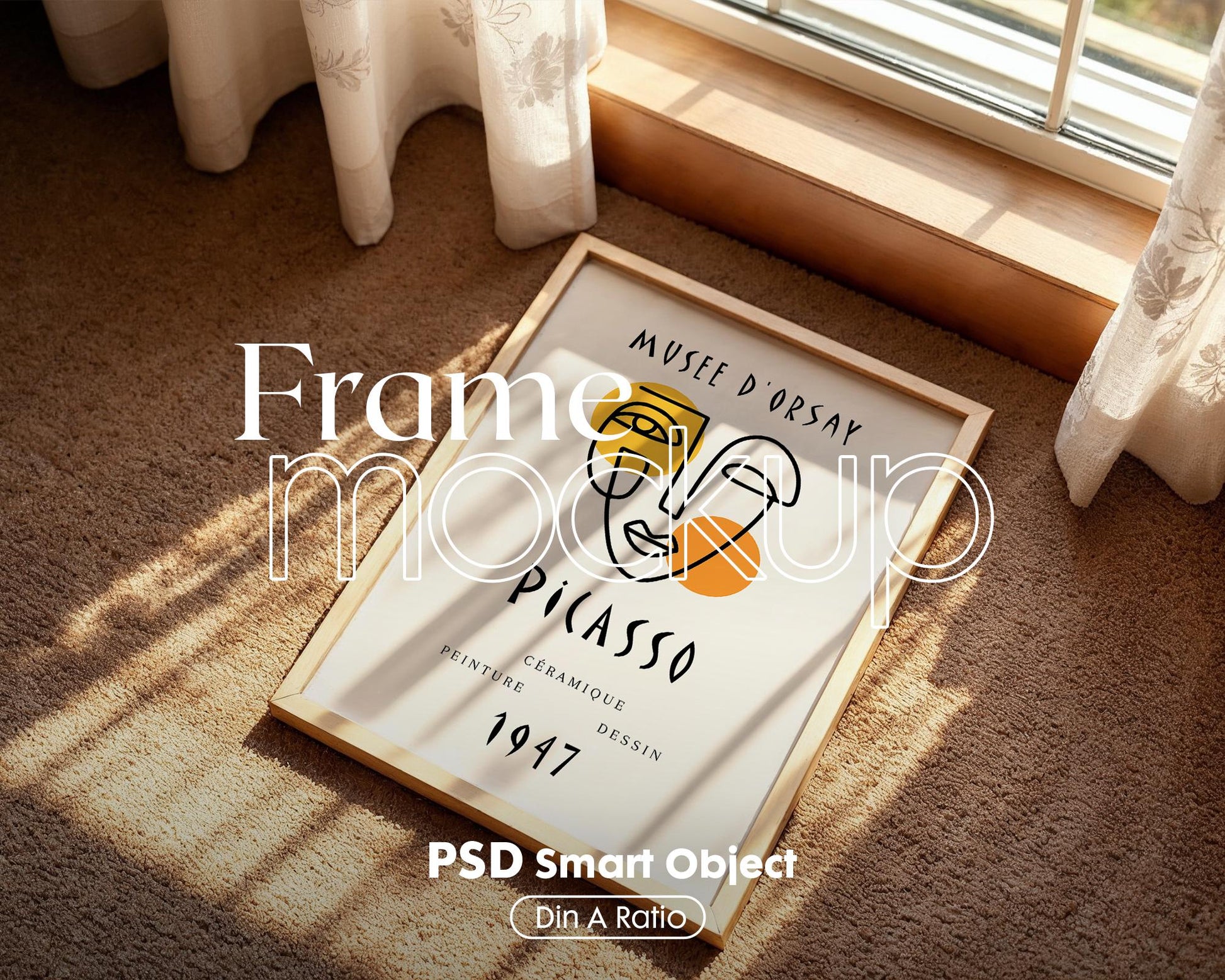 Blank Wooden Poster Frame Mockup, Minimalist Frame Mockup for Digital Download, Posters and Artwork Smart Object Instant Download