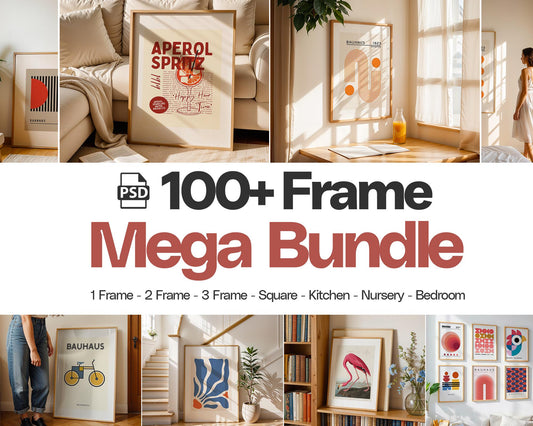 100+ Frames Mockup PSD Bundle Set, Frame Mockup Bundle, 100+ PSD Wall Mockup Frame, PSD Frames Bundle, Mega Bundle Frames Mockup
