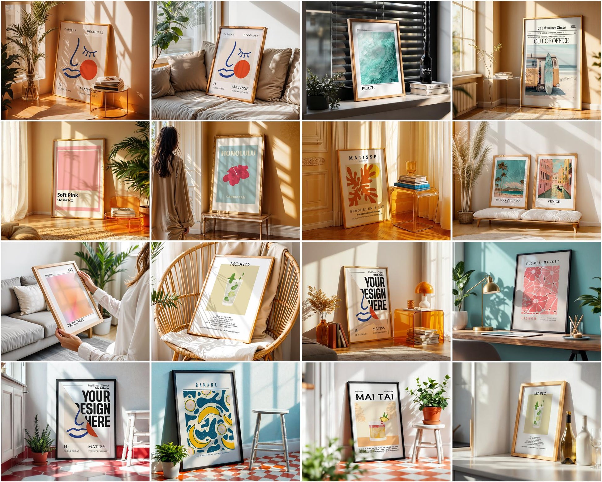 100+ Frame Mockup Bundle PSD Mega Set, Wall Art Frames Mockups for Digital and Print Design