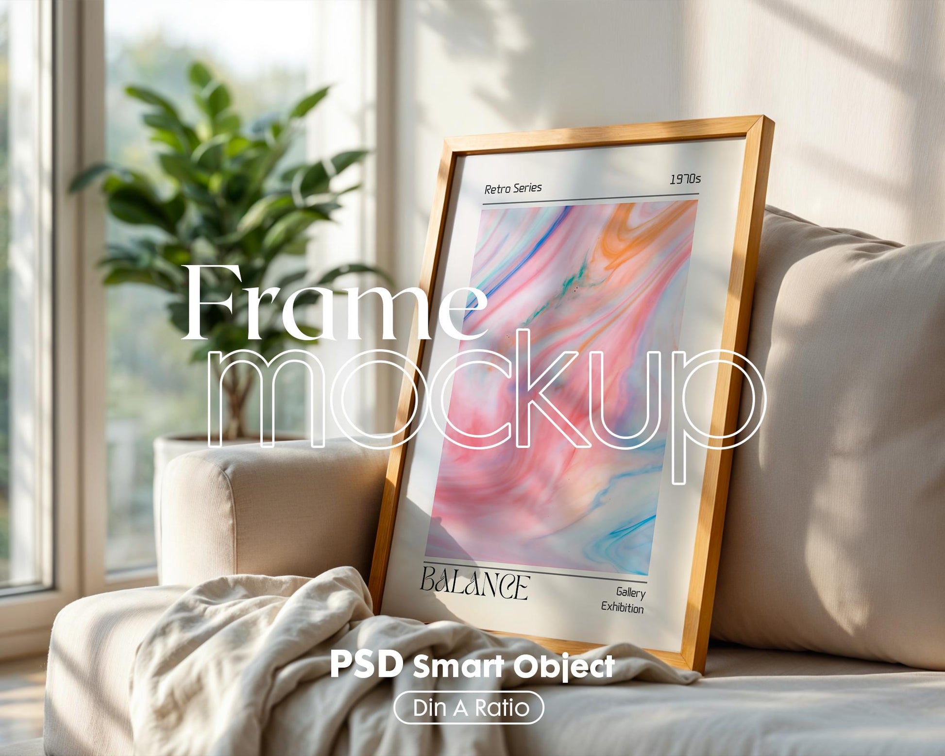 Blank Wooden Poster Frame Mockup, Room Frame Mockup, Minimalist Frame Mockup for Digital Download, Posters and Artwork Instant Download