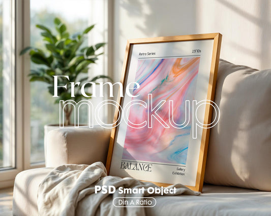 Blank Wooden Poster Frame Mockup, Room Frame Mockup, Minimalist Frame Mockup for Digital Download, Posters and Artwork Instant Download