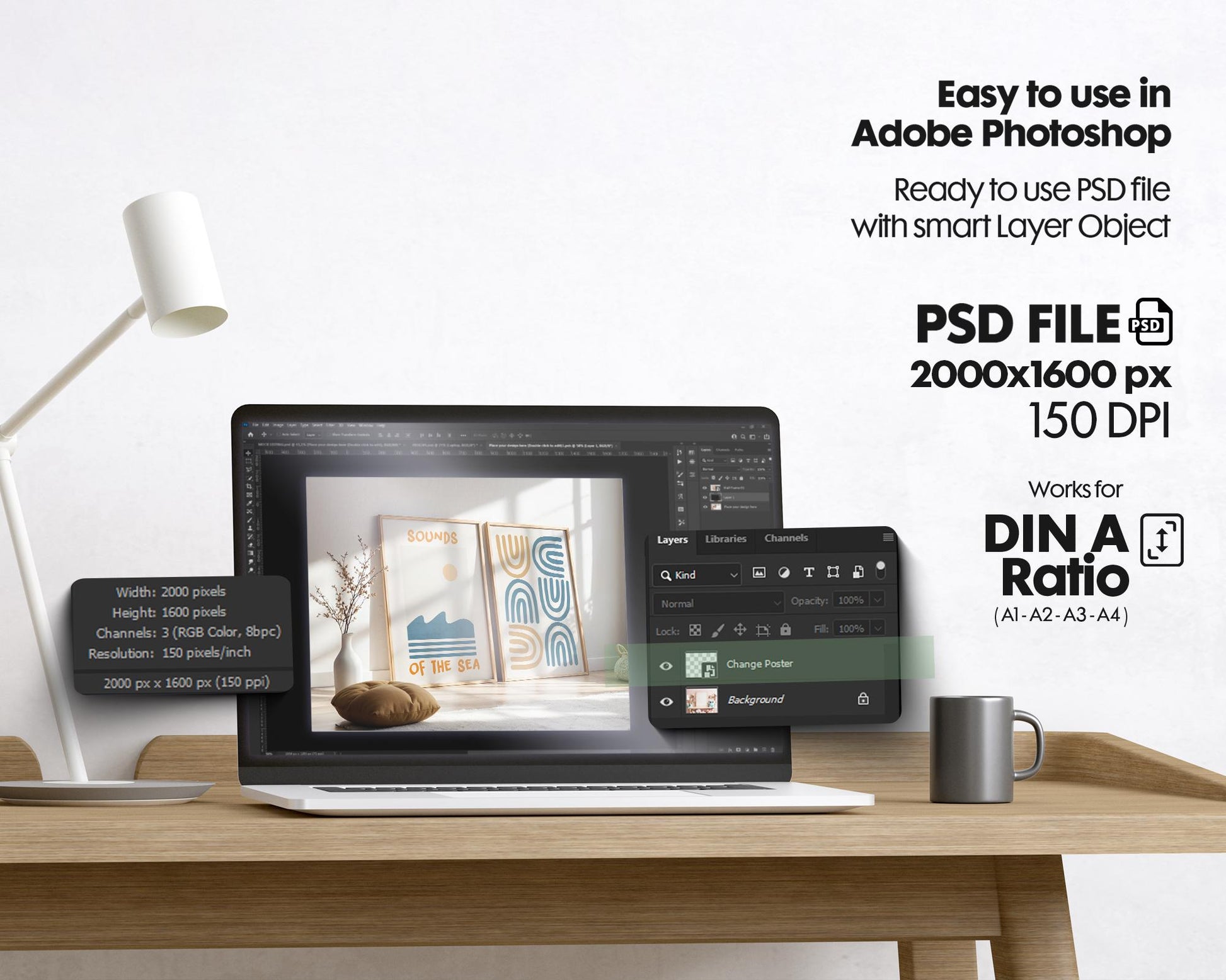 2 Frames Mockup PSD, Mockup Frames, Double Frames Mockup, Set of 2 Mock Up, Wall Art Display, Poster Mockup, Interior Wall Poster Mockup PSD