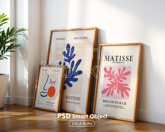 Set of 3 Frame Mockup, Three Multiple Gallery Set 3 Bundle, 3 Vertical Frame Art Display Mockup, Digital Print Mockup - PSD