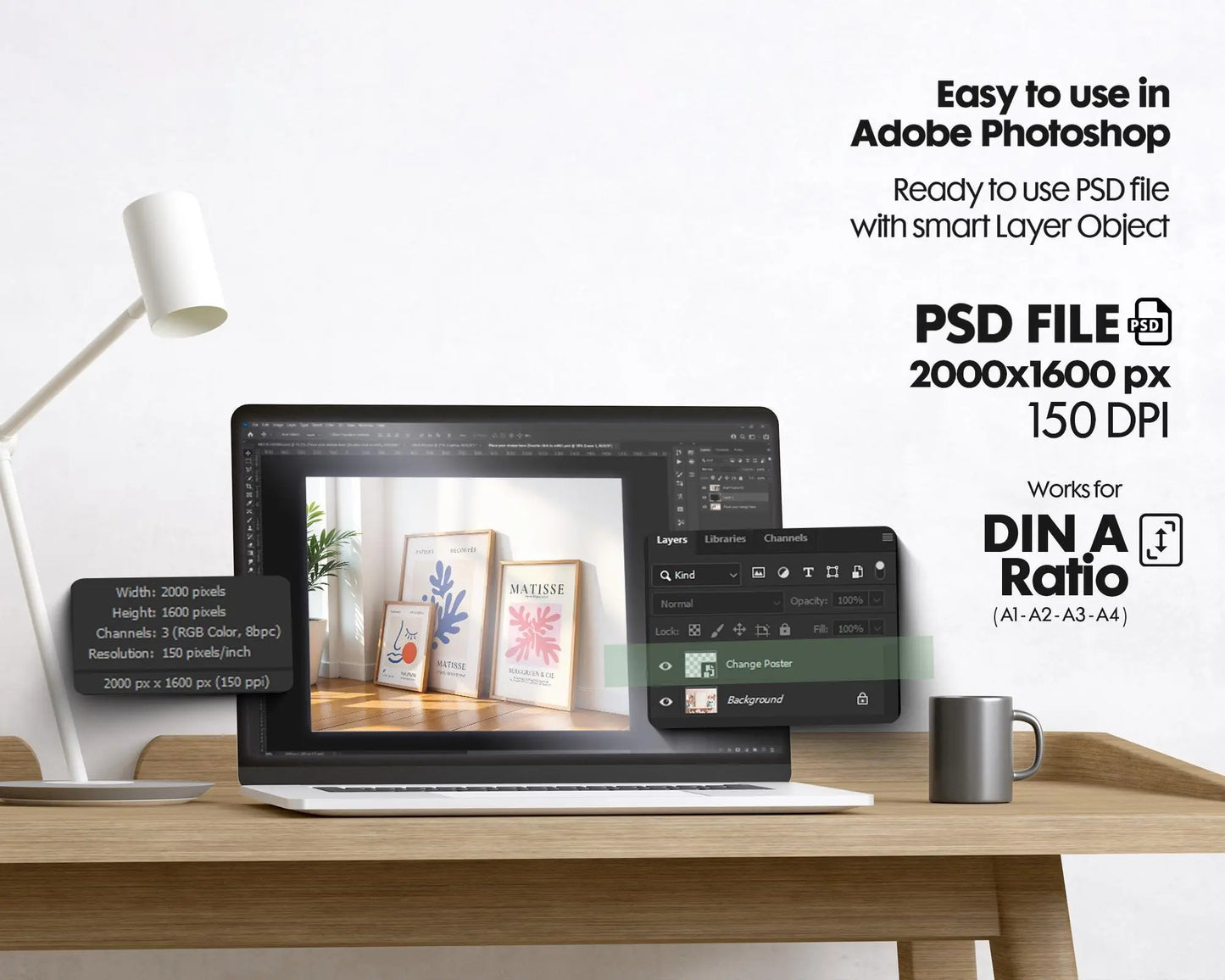 Set of 3 Frame Mockup, Three Multiple Gallery Set 3 Bundle, 3 Vertical Frame Art Display Mockup, Digital Print Mockup - PSD