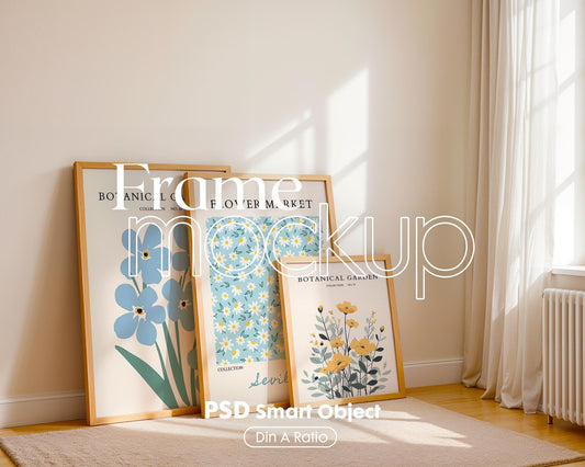 Set of 3 Frame Mockup, Three Multiple Gallery Set 3 Bundle, 3 Vertical Frame Art Display Mockup, Digital Print Mockup - PSD