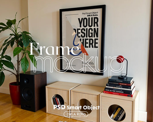 Blank Wooden Poster Frame Mockup, Minimalist Frame Mockup for Digital Download, Posters and Artwork Smart Object Instant Download