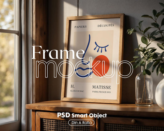 Blank Wooden Poster Frame Mockup, Minimalist Frame Mockup for Digital Download, Posters and Artwork Smart Object Instant Download