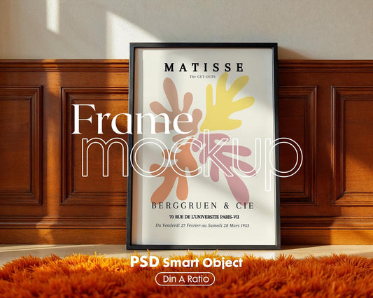 Blank Wooden Poster Frame Mockup, Minimalist Frame Mockup for Digital Download, Posters and Artwork Smart Object Instant Download