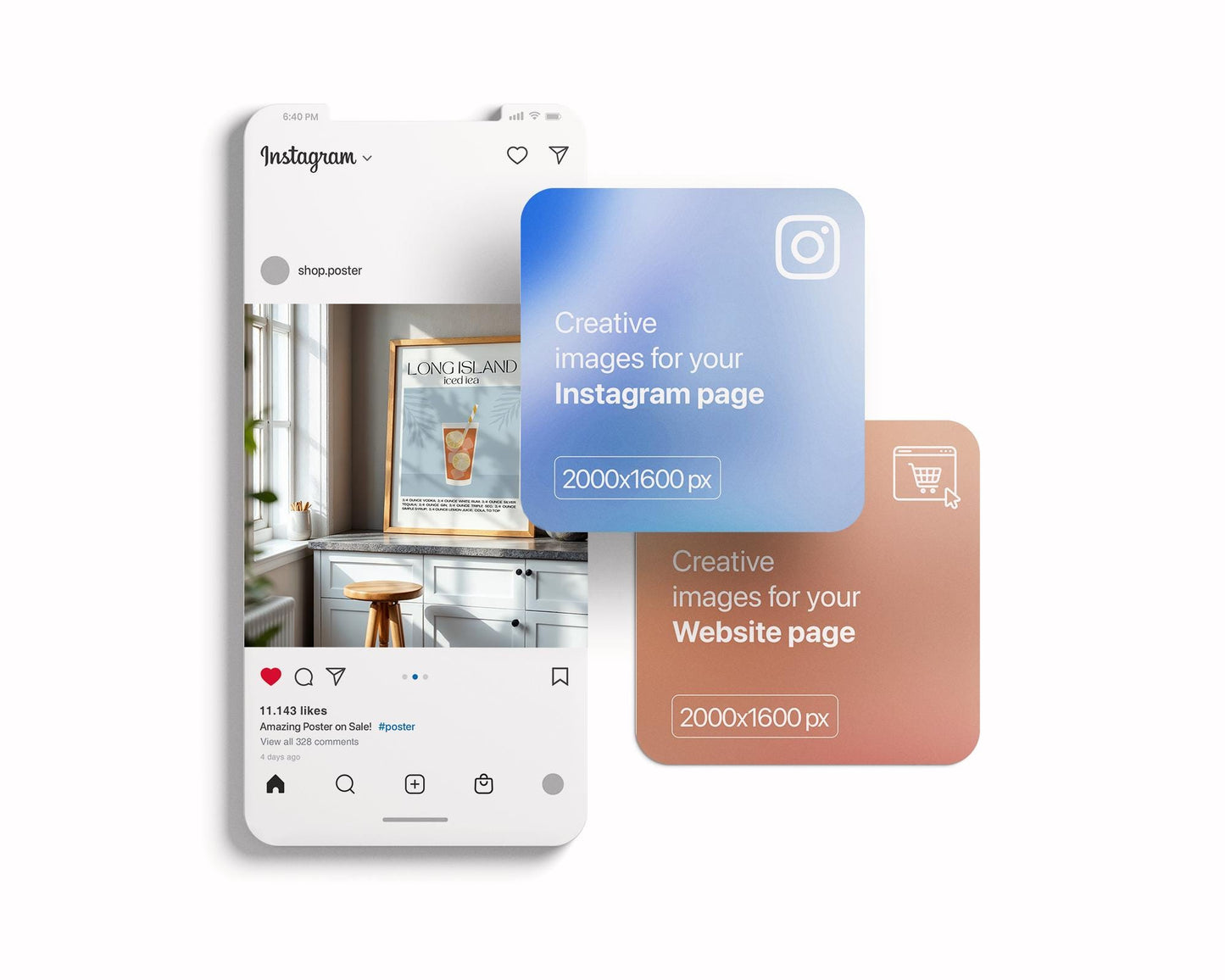 Kitchen Frame Mockup | DIN A Artwork Mockup Frames | Aesthetic Kitchen Vertical Wood Frame Mockup | Poster Mockup Templete PSD