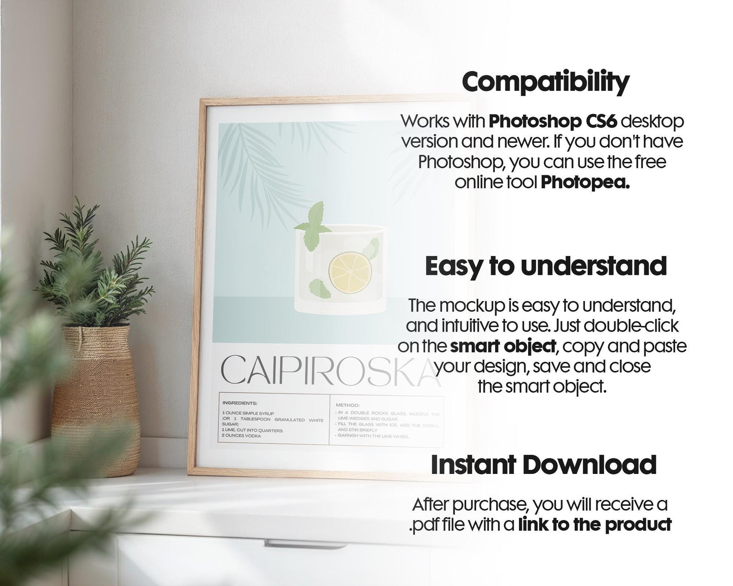 Kitchen Frame Mockup | DIN A Artwork Mockup Frames | Aesthetic Kitchen Vertical Wood Frame Mockup | Poster Mockup Templete PSD