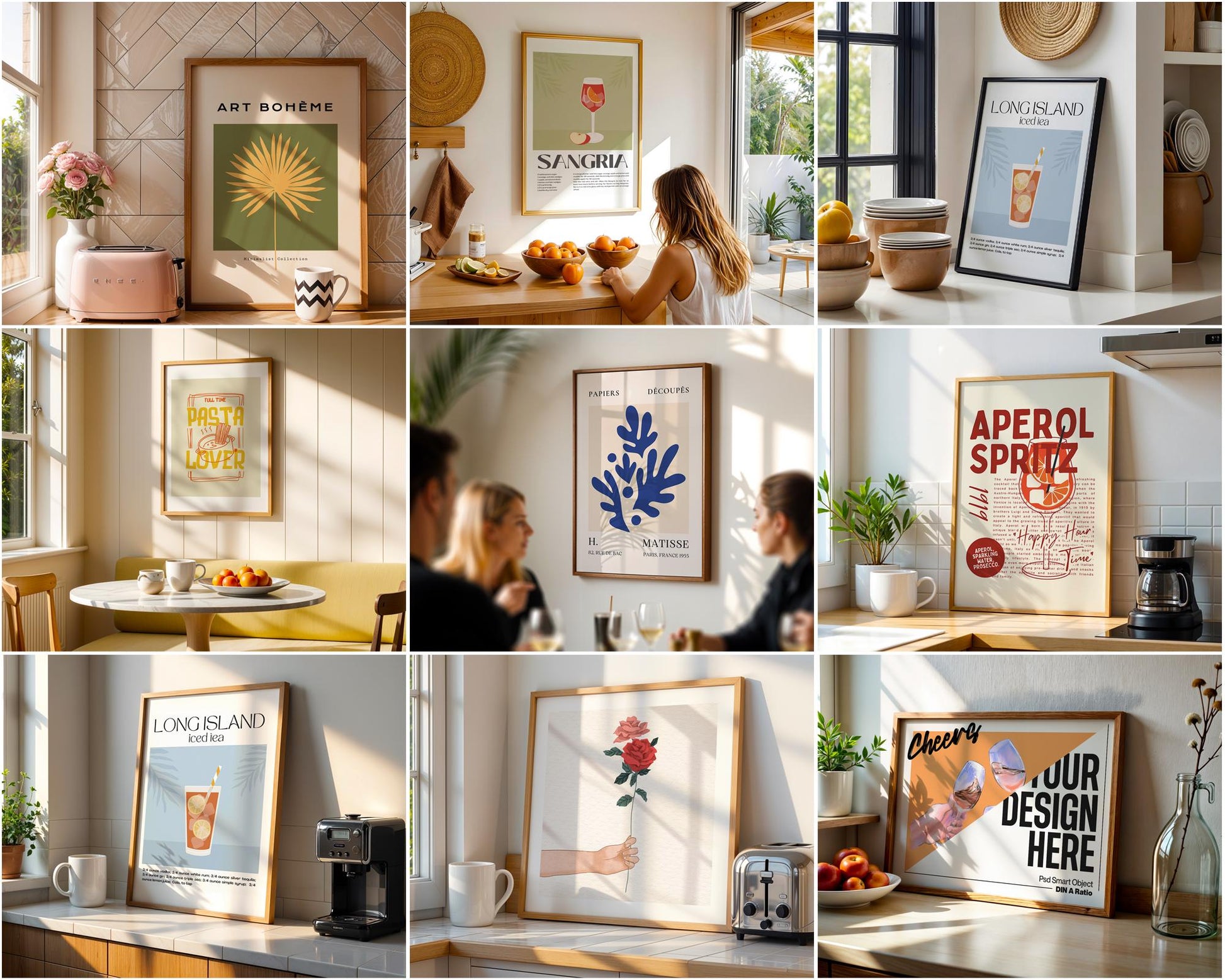Kitchen Frame Mockup Bundle 65+ PSD Kitchen Poster Frames Din A Ratio Mockups for Recipes & Food Art