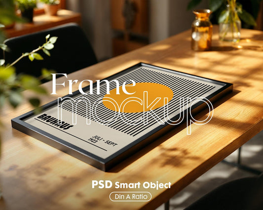Blank Wooden Poster Frame Mockup, Minimalist Frame Mockup for Digital Download, Posters and Artwork Smart Object Instant Download