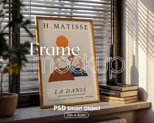 Blank Wooden Poster Frame Mockup, Minimalist Frame Mockup for Digital Download, Posters and Artwork Smart Object Instant Download