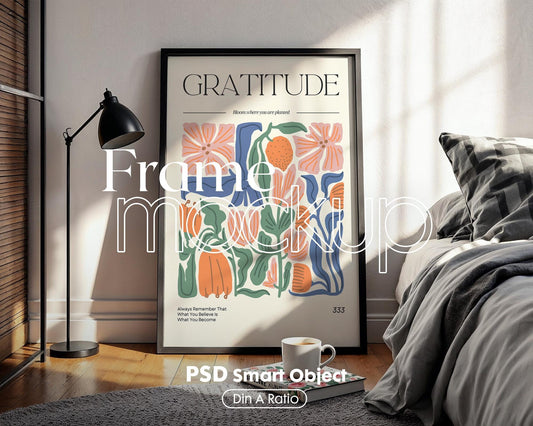 Blank Wooden Poster Frame Mockup, Minimalist Frame Mockup for Digital Download, Posters and Artwork Smart Object Instant Download
