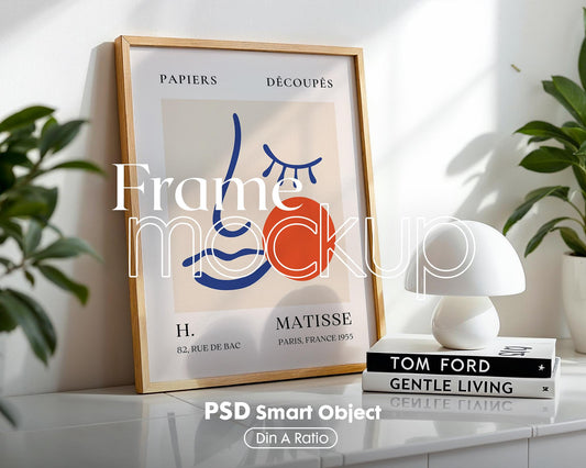Blank Wooden Poster Frame Mockup, Minimalist Frame Mockup for Digital Download, Posters and Artwork Smart Object Instant Download