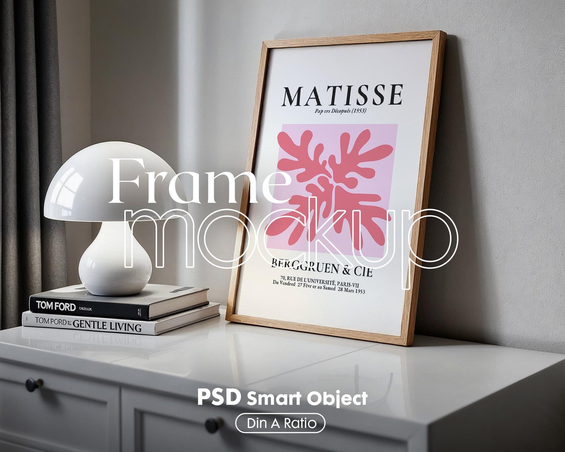 Blank Wooden Poster Frame Mockup, Minimalist Frame Mockup for Digital Download, Posters and Artwork Smart Object Instant Download