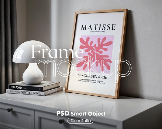 Blank Wooden Poster Frame Mockup, Minimalist Frame Mockup for Digital Download, Posters and Artwork Smart Object Instant Download