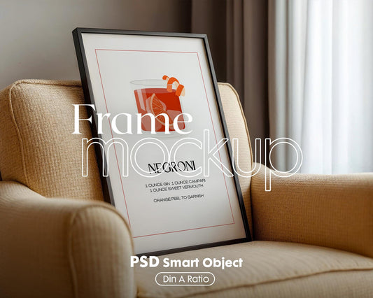 Blank Wooden Poster Frame Mockup, Minimalist Frame Mockup for Digital Download, Posters and Artwork Smart Object Instant Download