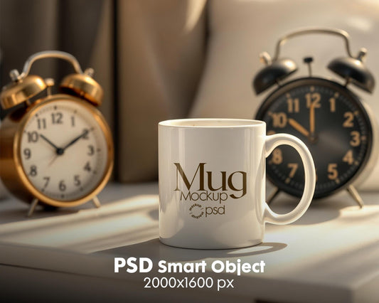 White 11oz Mug Mockup PSD, White Ceramic Cup Mockup, Coffee Mug Mockup, White Coffee Mug 11oz Mug Mockup, PSD Smart Layer Mockup