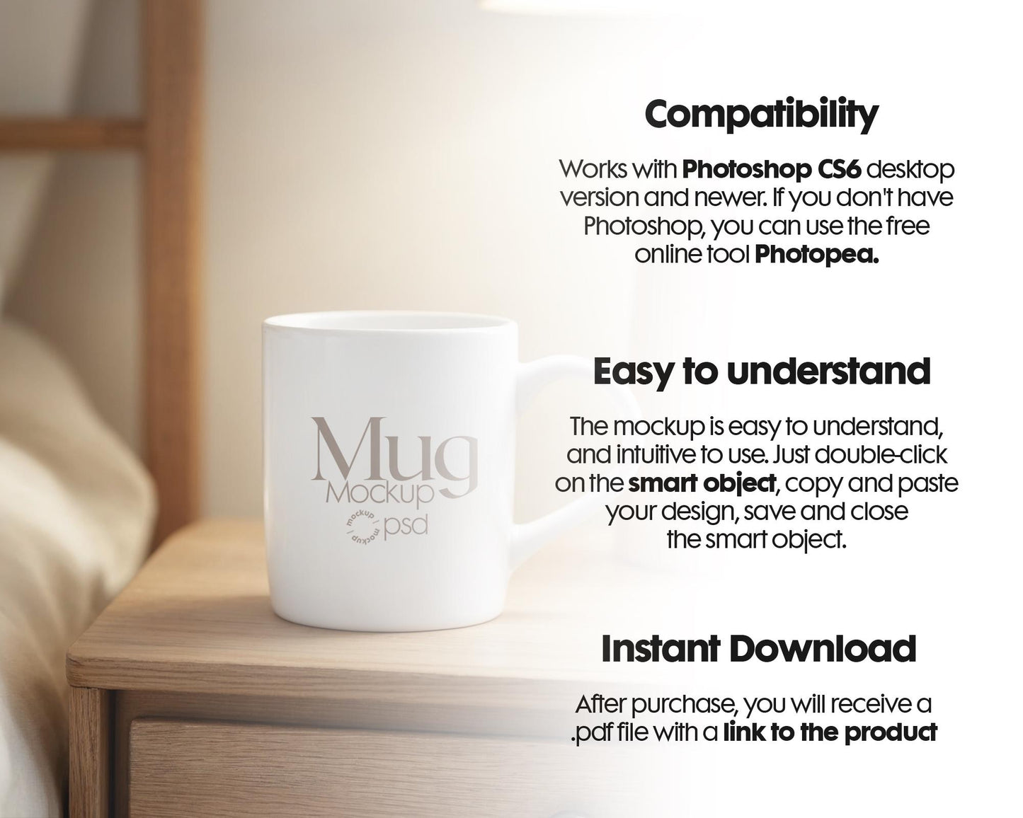 White 11oz Mug Mockup PSD, White Ceramic Cup Mockup, Coffee Mug Mockup, White Coffee Mug 11oz Mug Mockup, PSD Smart Layer Mockup