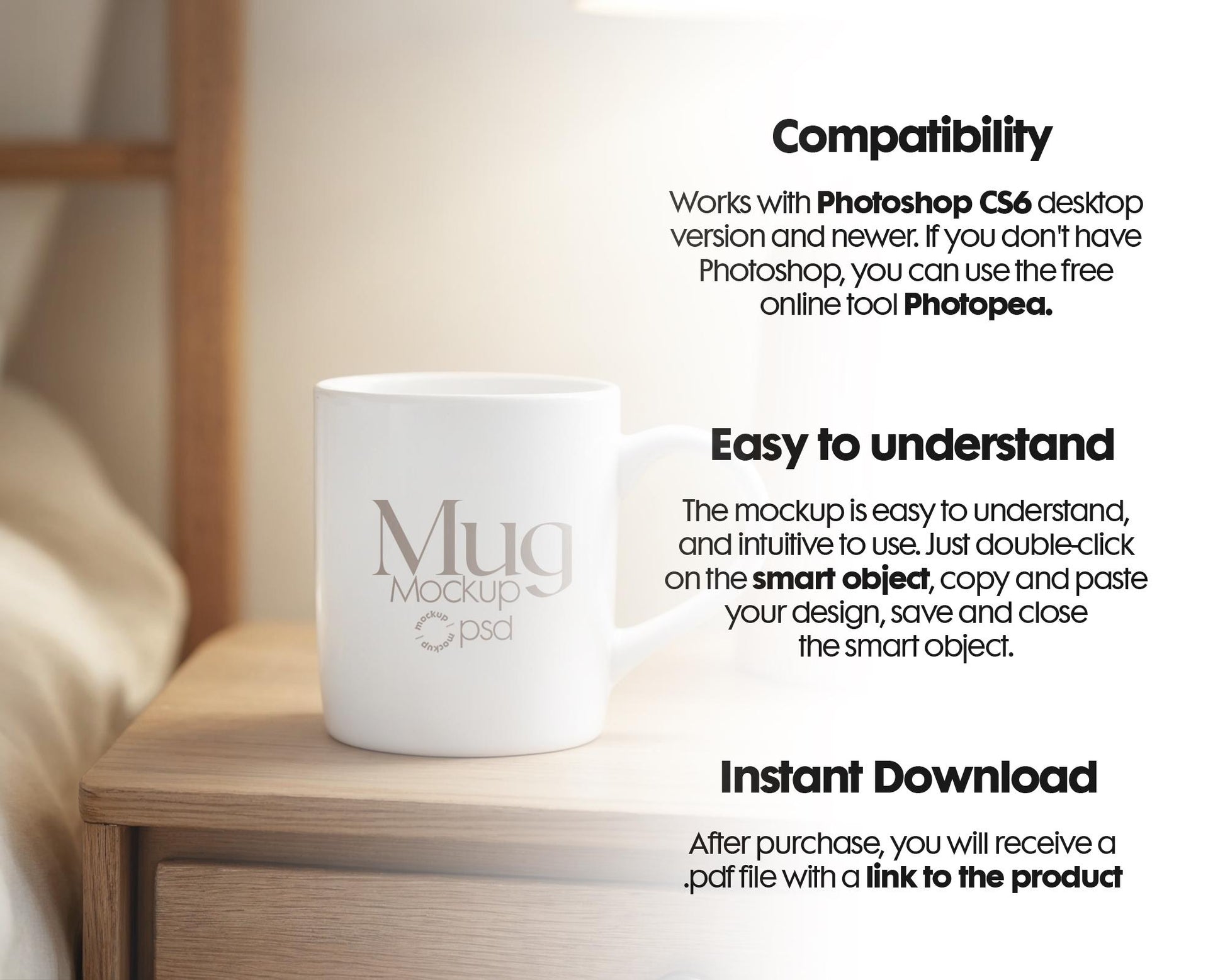 White 11oz Mug Mockup PSD, White Ceramic Cup Mockup, Coffee Mug Mockup, White Coffee Mug 11oz Mug Mockup, PSD Smart Layer Mockup