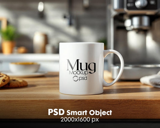 White 11oz Mug Mockup PSD, White Ceramic Cup Mockup, Coffee Mug Mockup, White Coffee Mug 11oz Mug Mockup, PSD Smart Layer Mockup