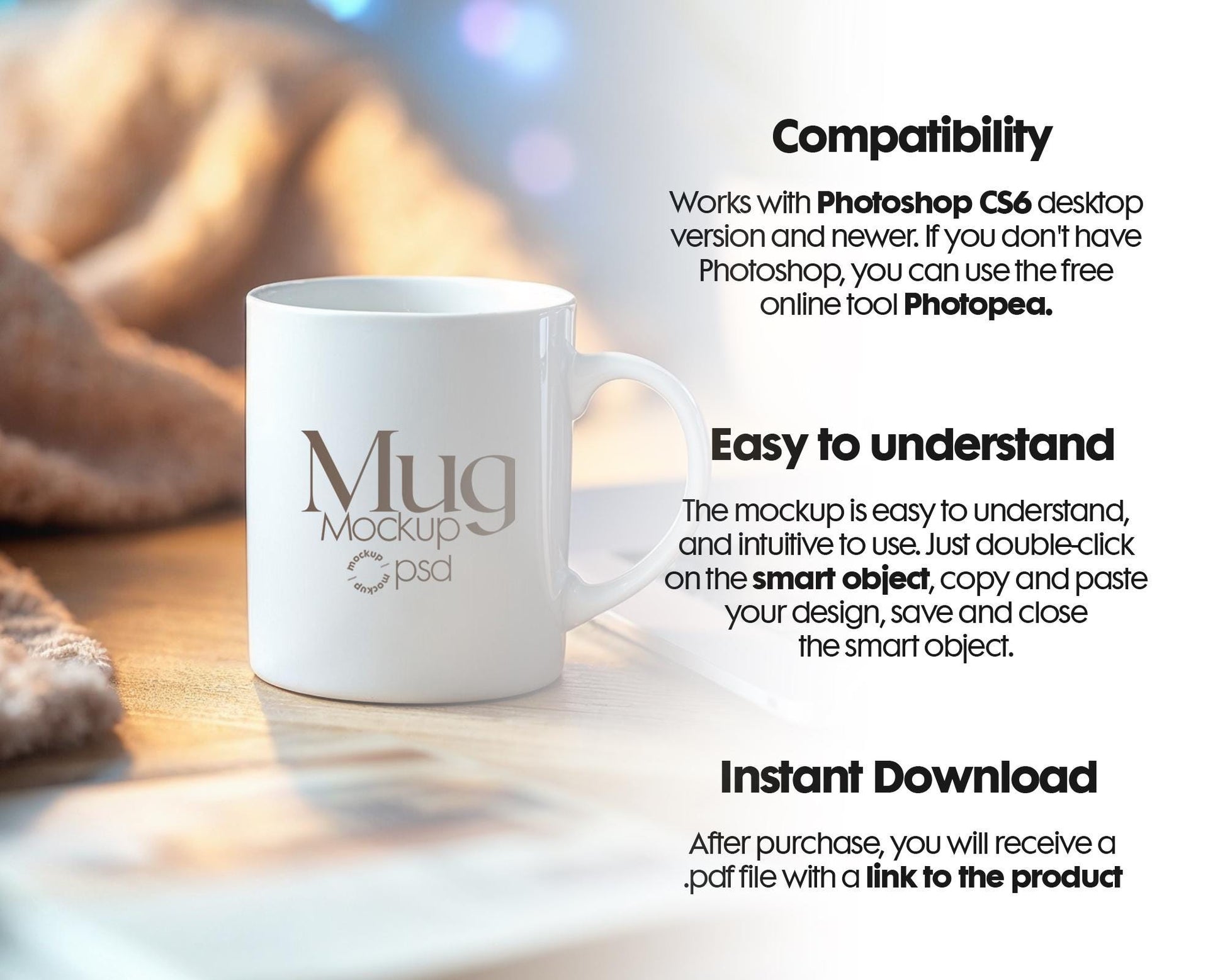 White 11oz Mug Mockup PSD, White Ceramic Cup Mockup, Coffee Mug Mockup, White Coffee Mug 11oz Mug Mockup, PSD Smart Layer Mockup