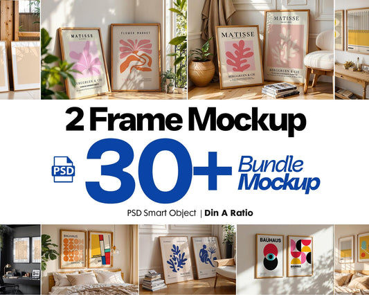Double Frames Mockup PSD Bundle Set, Frame Mockup Bundle, 30+ PSD Wall Mockup Frame, PSD Frames Bundle, Mega Bundle Frames Mockup
