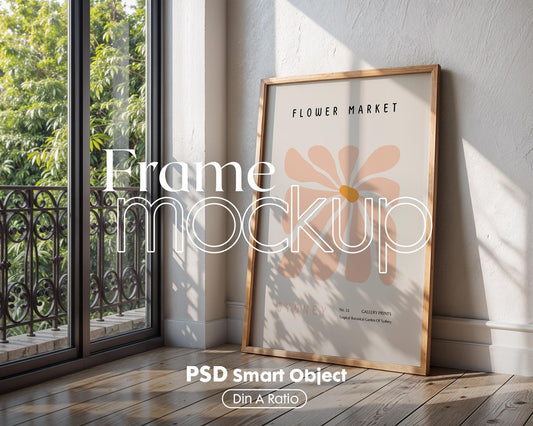 Blank Wooden Poster Frame Mockup, Minimalist Frame Mockup for Digital Download, Posters and Artwork Smart Object Instant Download