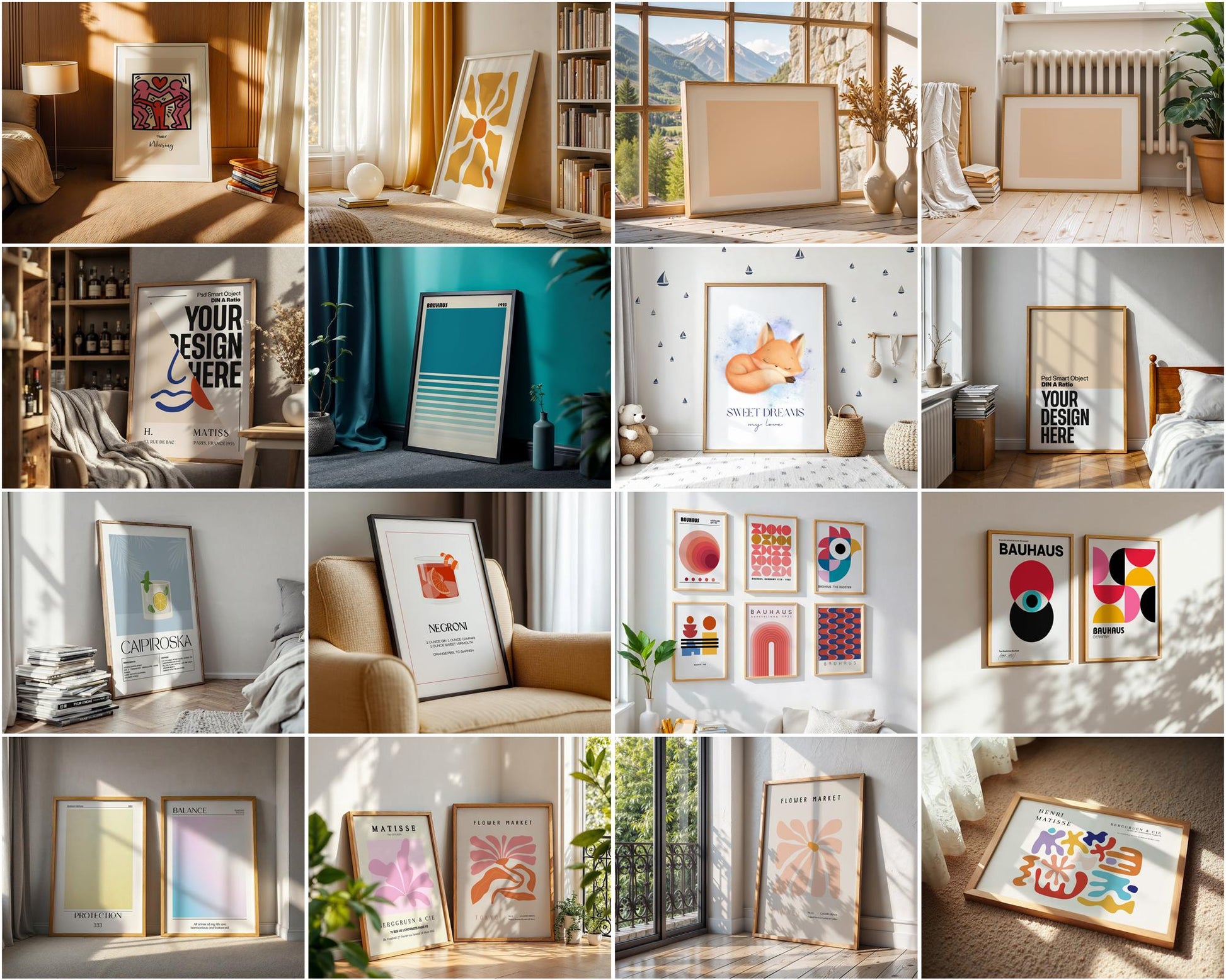 100+ Frame Mockup Bundle PSD Mega Set, Wall Art Frames Mockups for Digital and Print Design