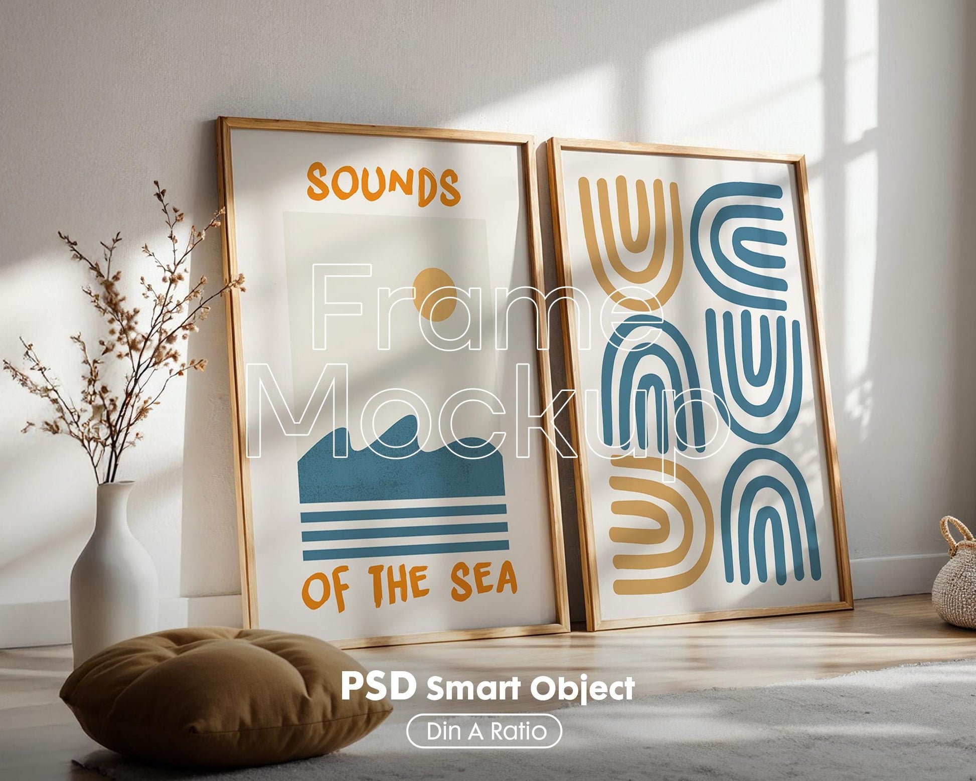 2 Frames Mockup PSD, Mockup Frames, Double Frames Mockup, Set of 2 Mock Up, Wall Art Display, Poster Mockup, Interior Wall Poster Mockup PSD