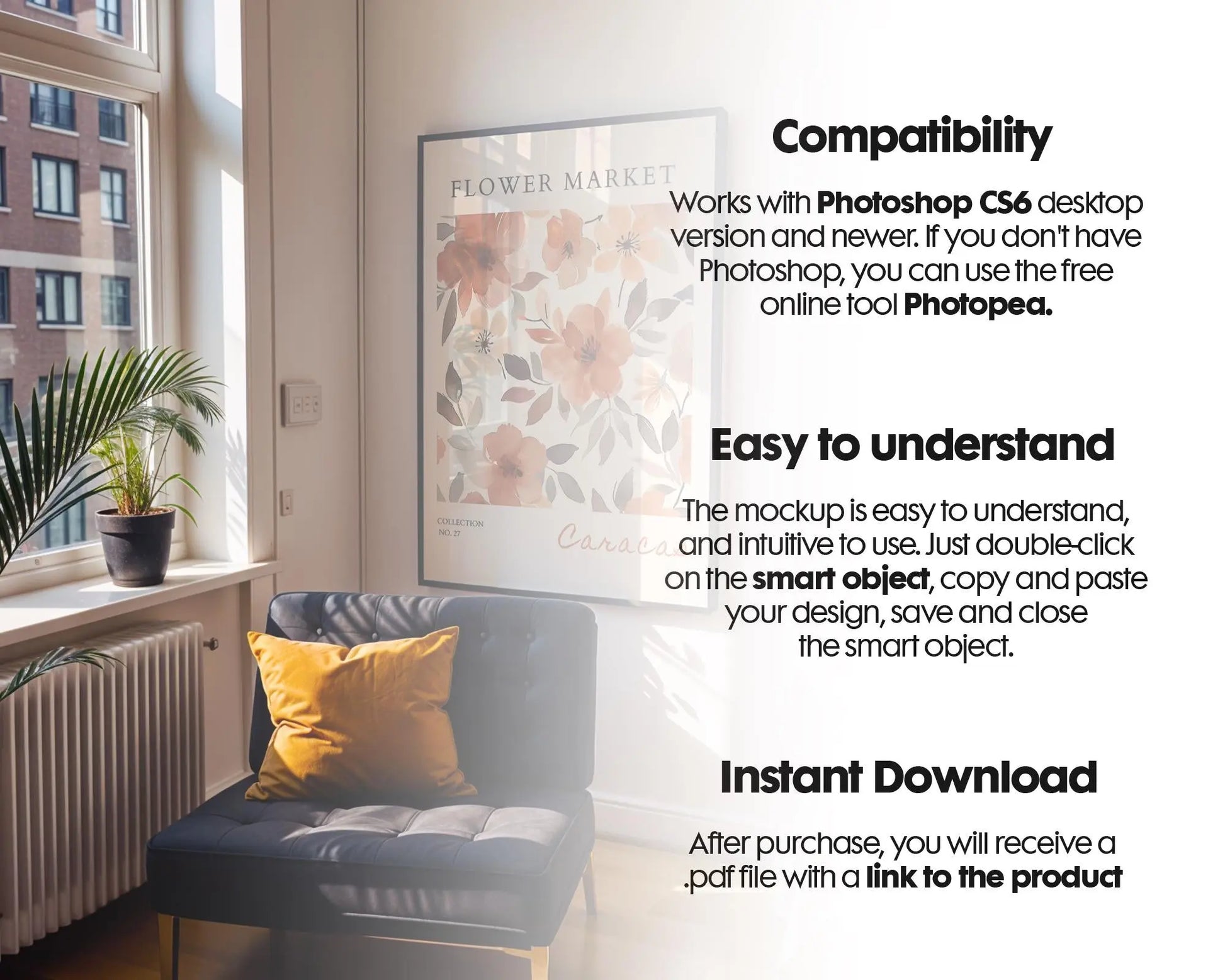 Soft Aesthetic Interior Frame Mockup | ISO A DIN Ratio | Thin Wood Frame | PSD Mockup | Frame Mockup Midcentury Minimal Home Interior